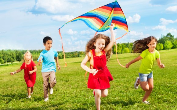 Kids Flying Kite Lifestyle