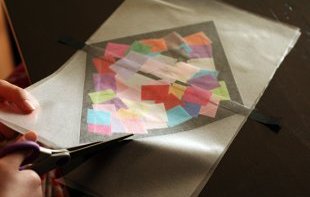 Cutting out a stained glass kite