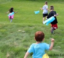 playing with windsock kites