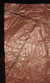 The 1-Skewer Diamond - template drawn onto bag.