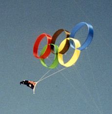 The Olympic Rings as circoflex kites! Made by Anthony Thyssen.