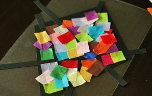 Tissue paper stained glass kite project